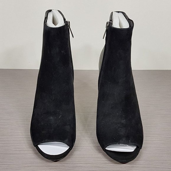 Sam Edelman Yarin Peep-Toe Bootie, Black Suede & Leather, Womens Size 10 - Picture 2 of 7